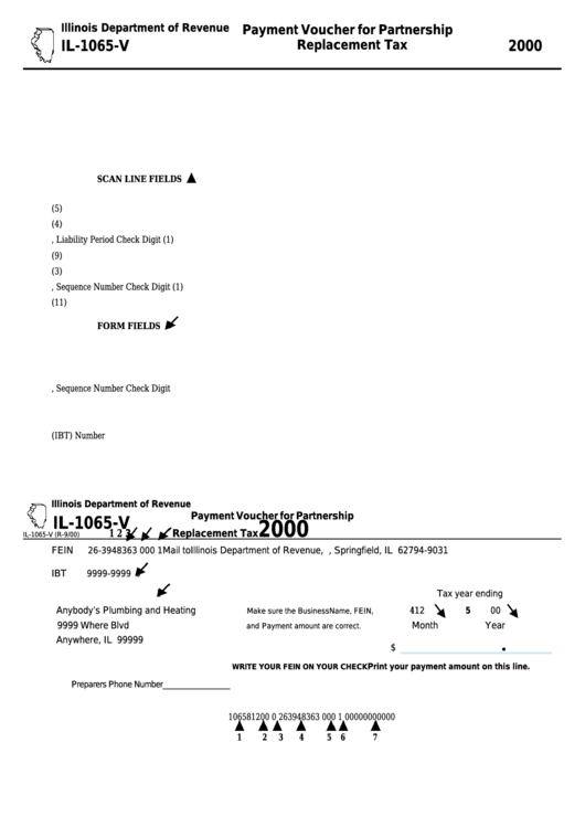 Form Il-1065-V - Payment Voucher For Partnership Replacement Tax - 2000 Printable pdf
