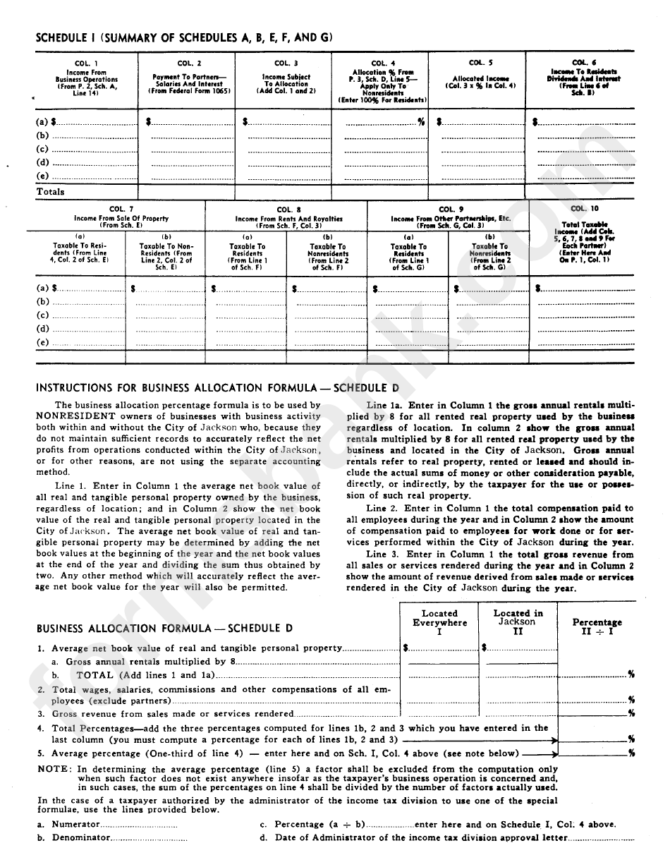 Form J-1065 - Income Tax - Partnership Return - City Of Jackson - 2002