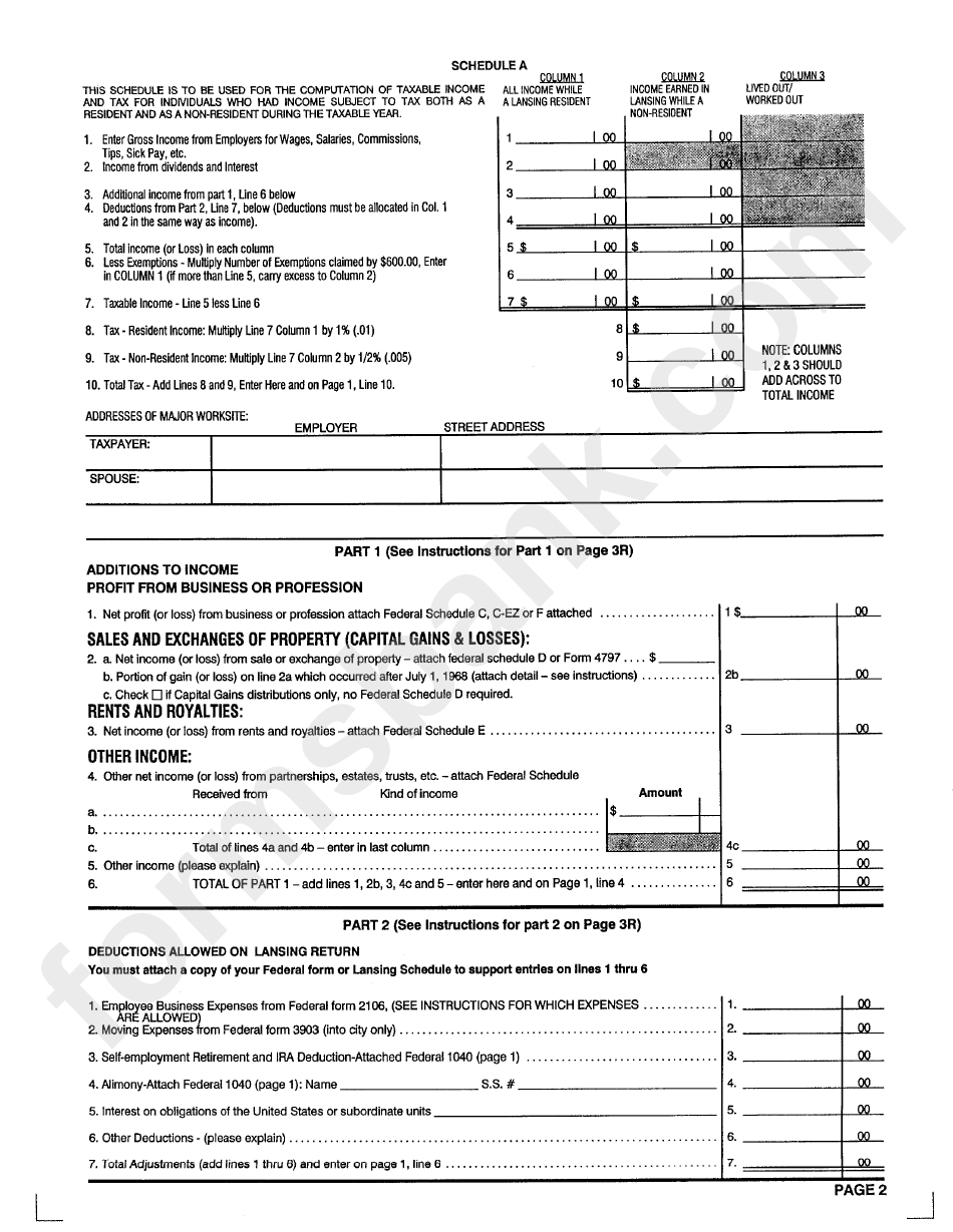 Form L-1040r - Lansing Resident Income Tax Return - 2002