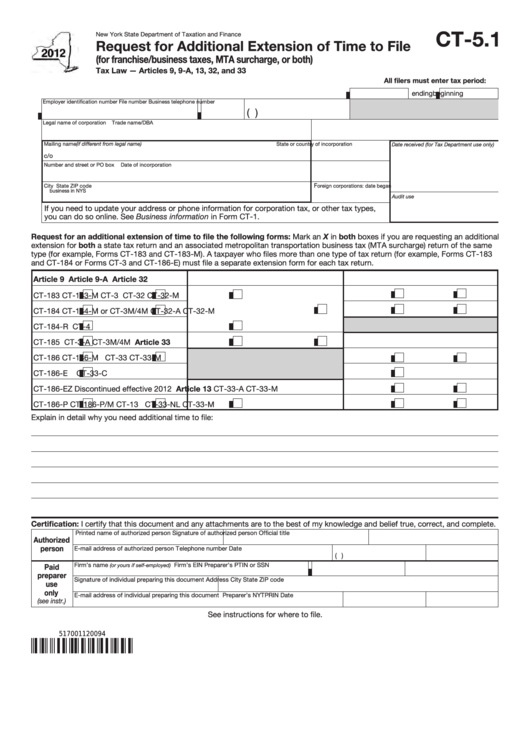 form-ct-5-1-request-for-additional-extension-of-time-to-file-2012