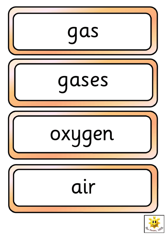 Vocabulary Flash Cards Template - Gases Around Us Printable pdf