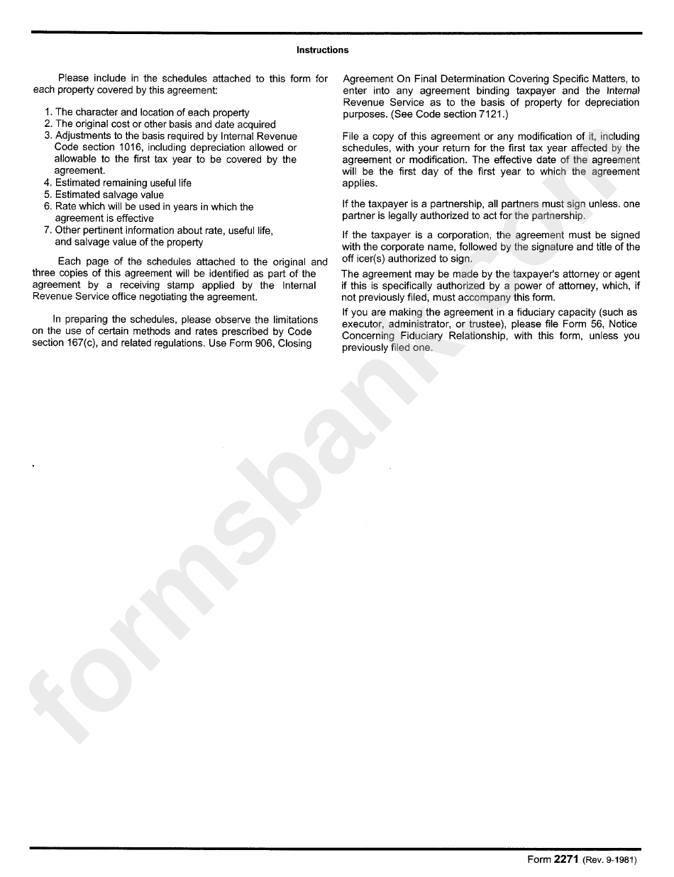 Form 2271 Instructions - Concessionaire