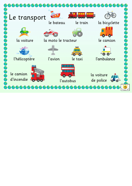 Le Transport Word List Printable pdf