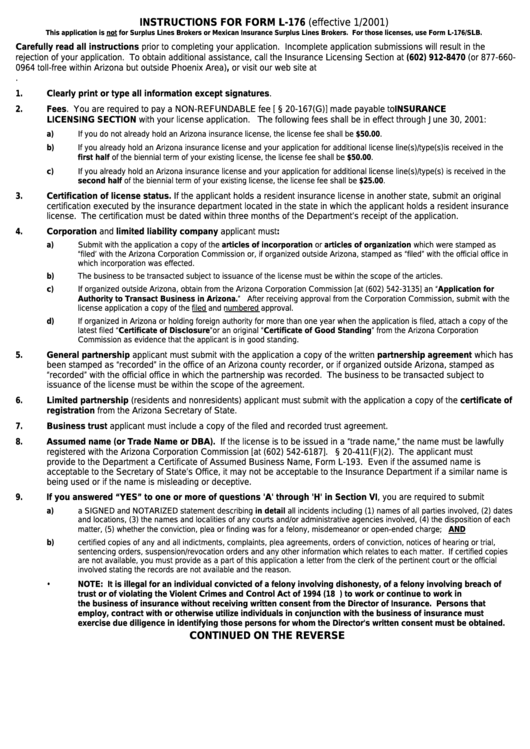 Instructions For Form L-176 printable pdf download