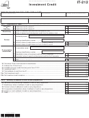 Fillable Form It-212 - Investment Credit - 2012 Printable pdf