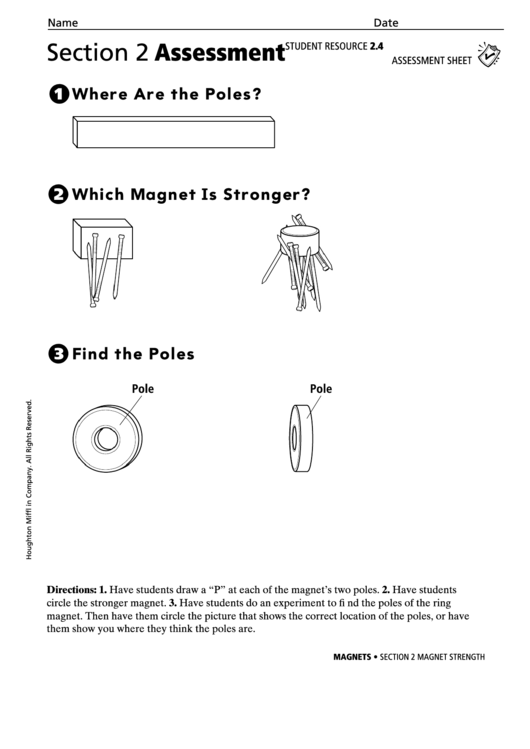 Assessment Science Assessment Sheet Printable pdf