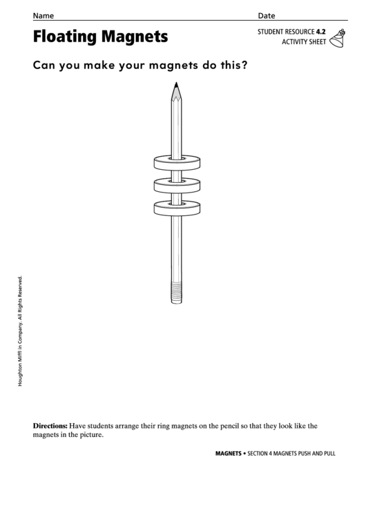 Floating Magnets Science Activity Sheet Printable pdf