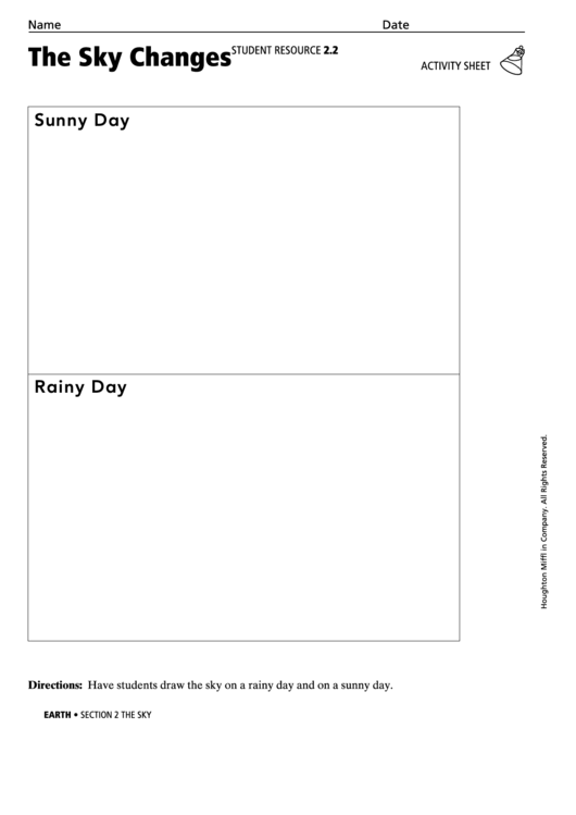 The Sky Changes Science Activity Sheet Printable pdf