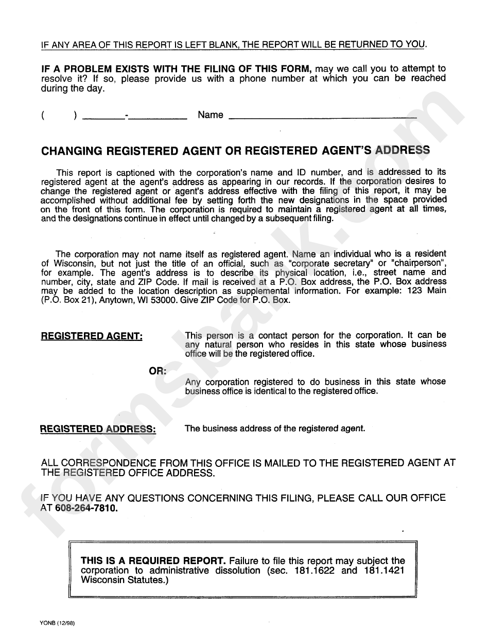 Wisconsin Nonstock Corporation Annual Report Instructions (Form 17-I)