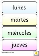 Spanish Vocabulary Flash Cards Template - Days Of The Week