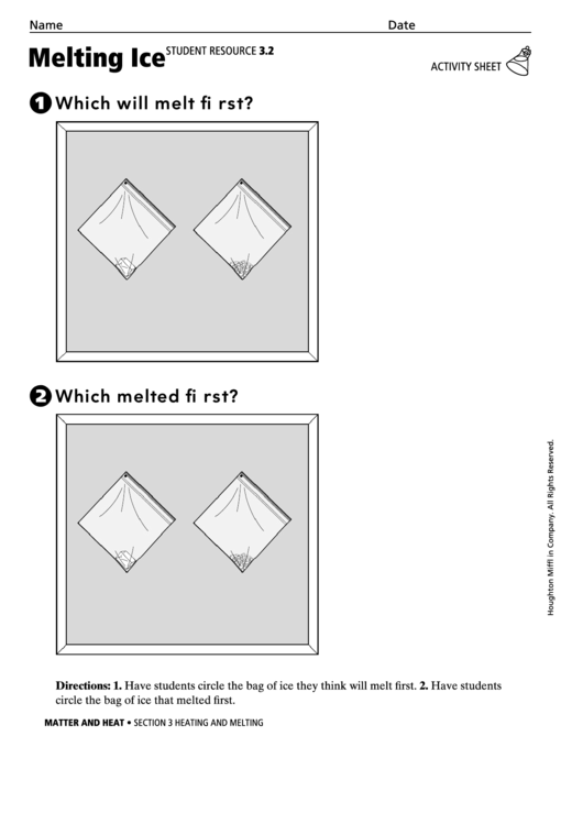 Melting Ice Activity Sheet Printable pdf