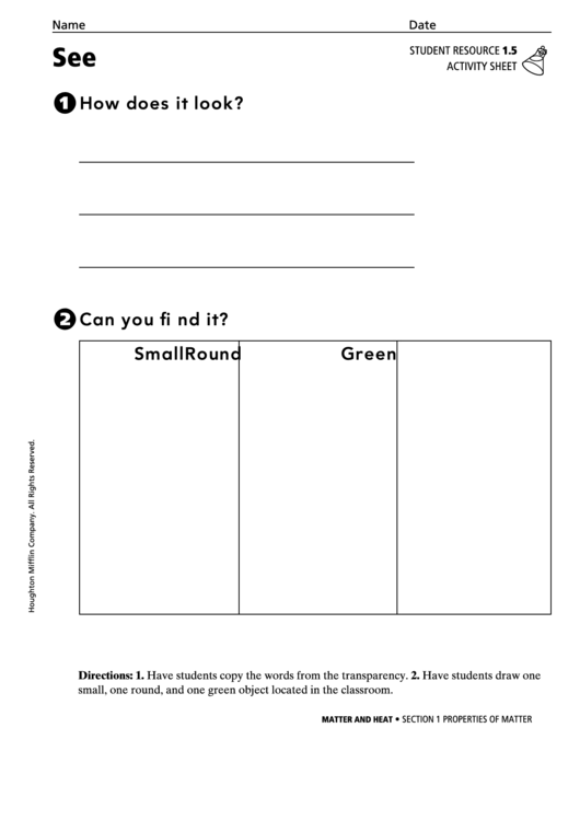 See Activity Sheet Printable pdf