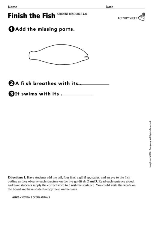 Finish The Fish Activity Sheet Printable pdf