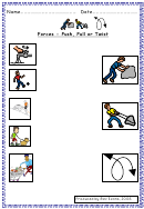 Forces - Push, Pull Or Twist Worksheet Template