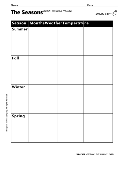 The Seasons Activity Sheet Printable pdf