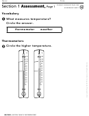 What Is The Temperature Weather Assessment Sheet Printable pdf