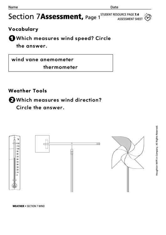Wind Weather Assessment Sheet printable pdf download