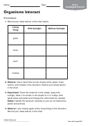 Organisms Interact Investigate Record Science Worksheet