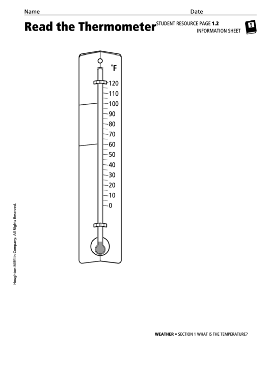 Read The Thermometer Information Sheet Printable pdf