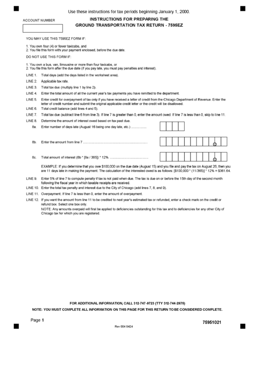 Instructions For Preparing The Ground Transportation Tax Return - 7595ez Printable pdf