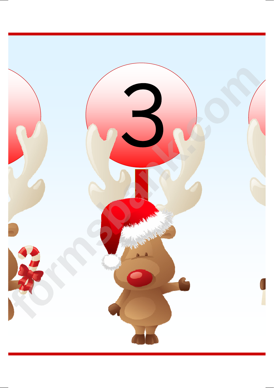 Reindeer Banner Number Template - 0-10