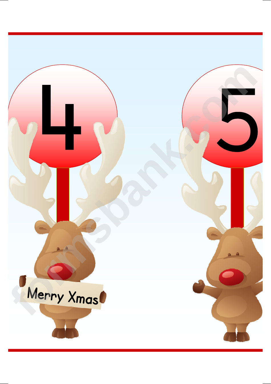 Reindeer Banner Number Template - 0-10