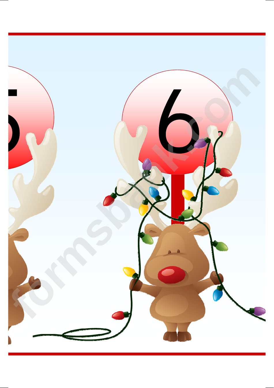 Reindeer Banner Number Template - 0-10