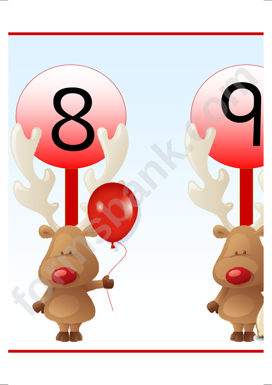 Reindeer Banner Number Template - 0-10