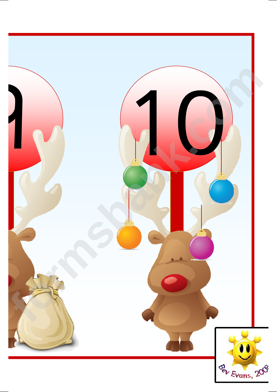 Reindeer Banner Number Template - 0-10