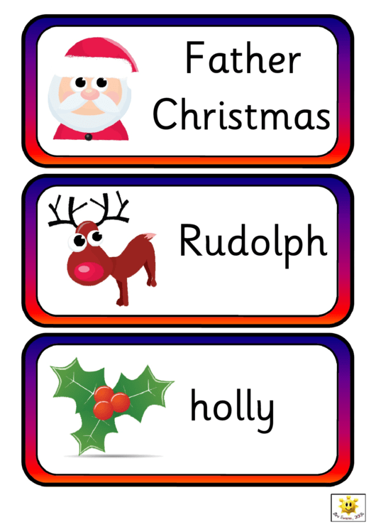 Vocabulary Flash Cards Template - Christmas