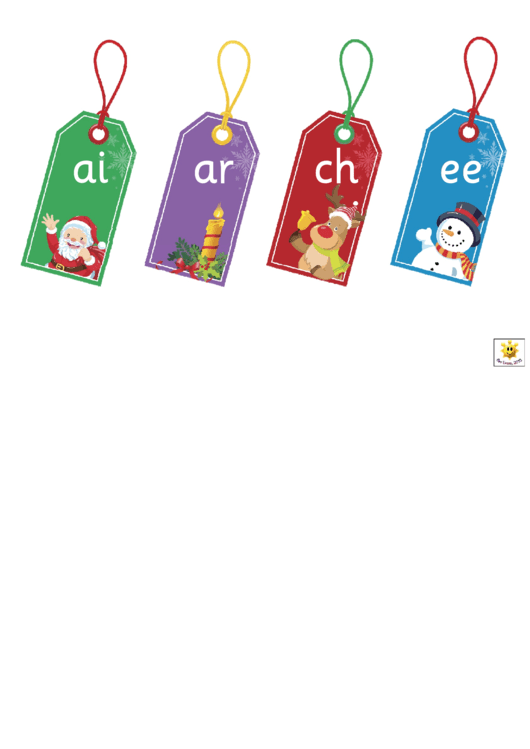 Christmas Gift Tags Phonics Vocabulary Cards Template Printable pdf