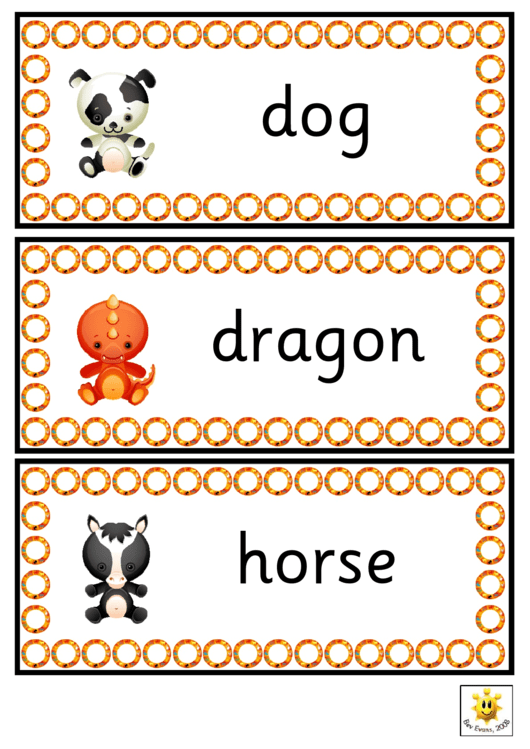 Chinese Zodiac Animal Vocabulary Cards Template Printable pdf