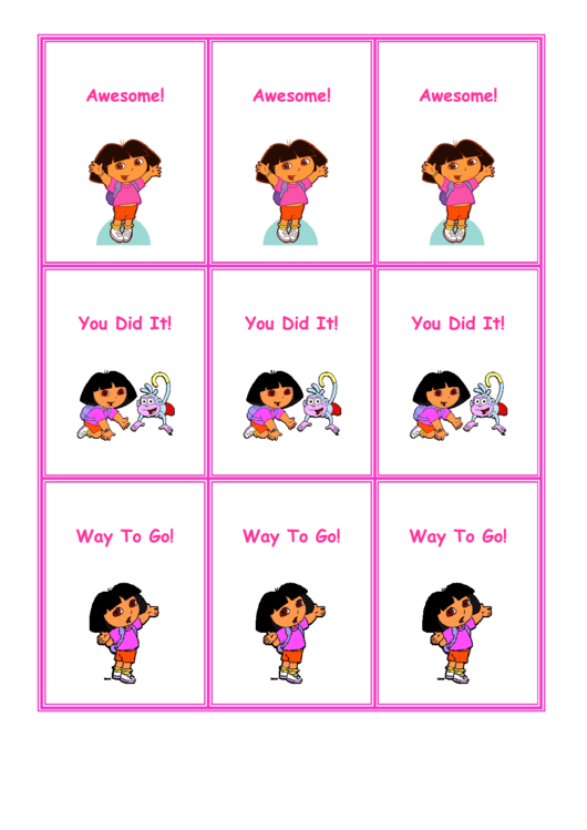 Dora Reward Coupons Template Printable pdf