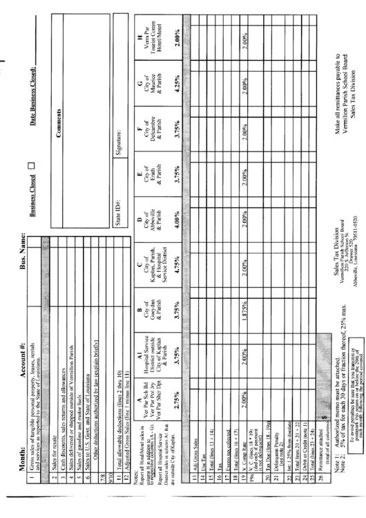 Sales Tax Return Vermilion Parish printable pdf download
