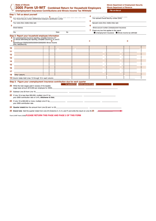 Fillable Form Ui-Wit - Combined Return For Household Employers - 2005 Printable pdf
