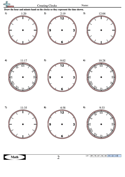 Creating Clocks - Measurement Worksheet With Answers Printable pdf