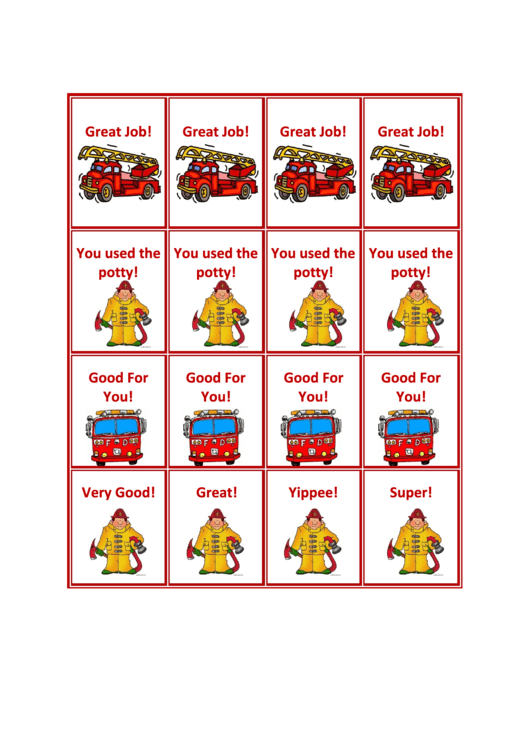 Fire Truck Potty Coupons Template Printable pdf