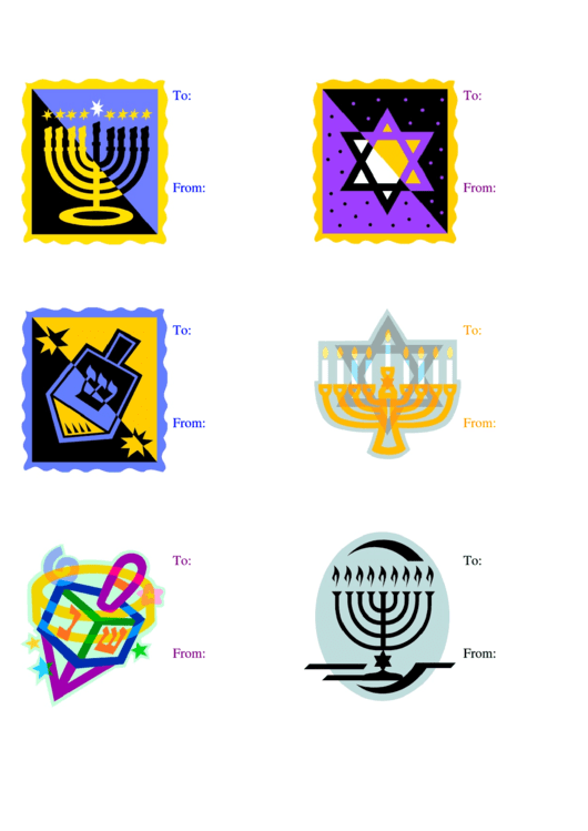 Hanukkah Gift Labels Template Printable pdf