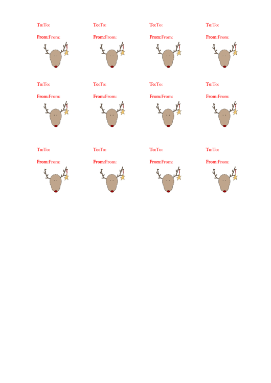 Reindeer Gift Labels Template Printable pdf