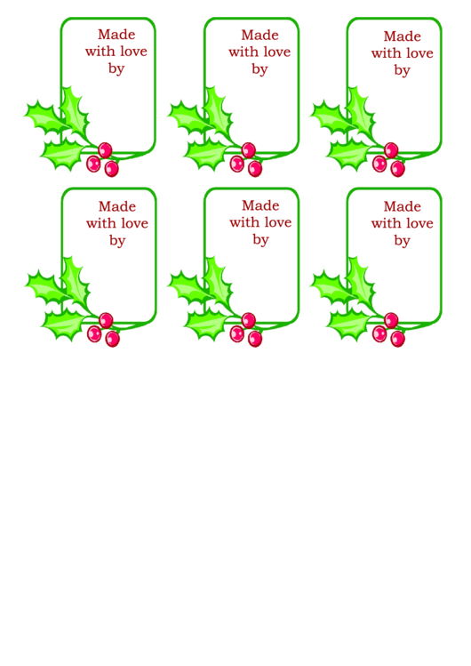 Holiday Treat Labels Holly Gift Labels Template Printable pdf