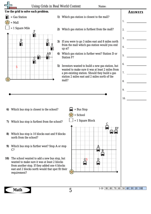 Using Grids In Real World Context - Coordinates Worksheet With Answers ...