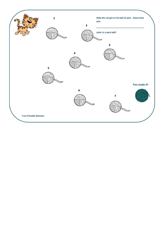 Cat To Yarn Behavior Chart Printable pdf