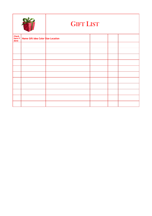 Holiday Gift List Template
