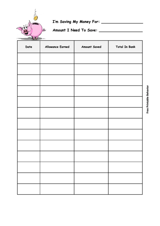 Allowance Savings Goal Money Savings Chart Printable Pdf Download