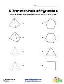 Different Kinds Of Pyramids - 3 Dimensional Shapes Worksheet