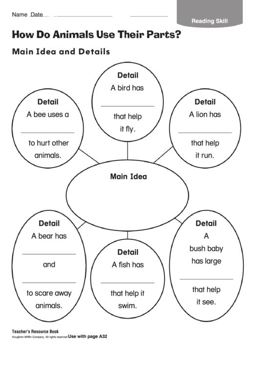 How Do Animals Use Their Parts Biology Worksheet Printable pdf