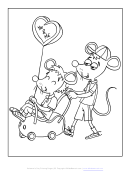 Mice On Valentine's Day Coloring Sheet