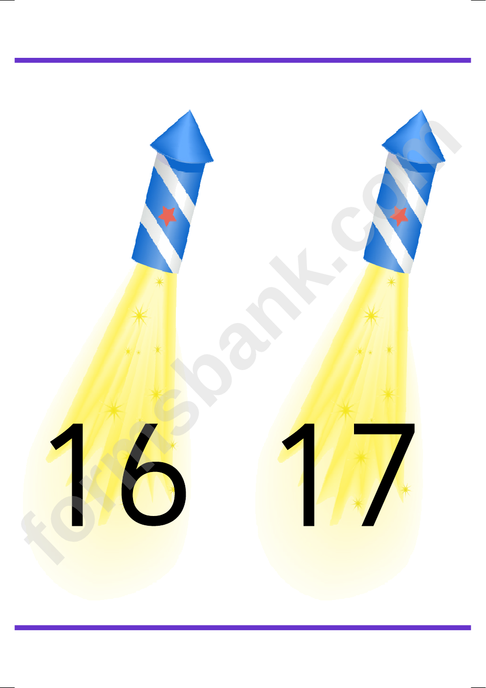 Firework Number Banner Template - 0-20