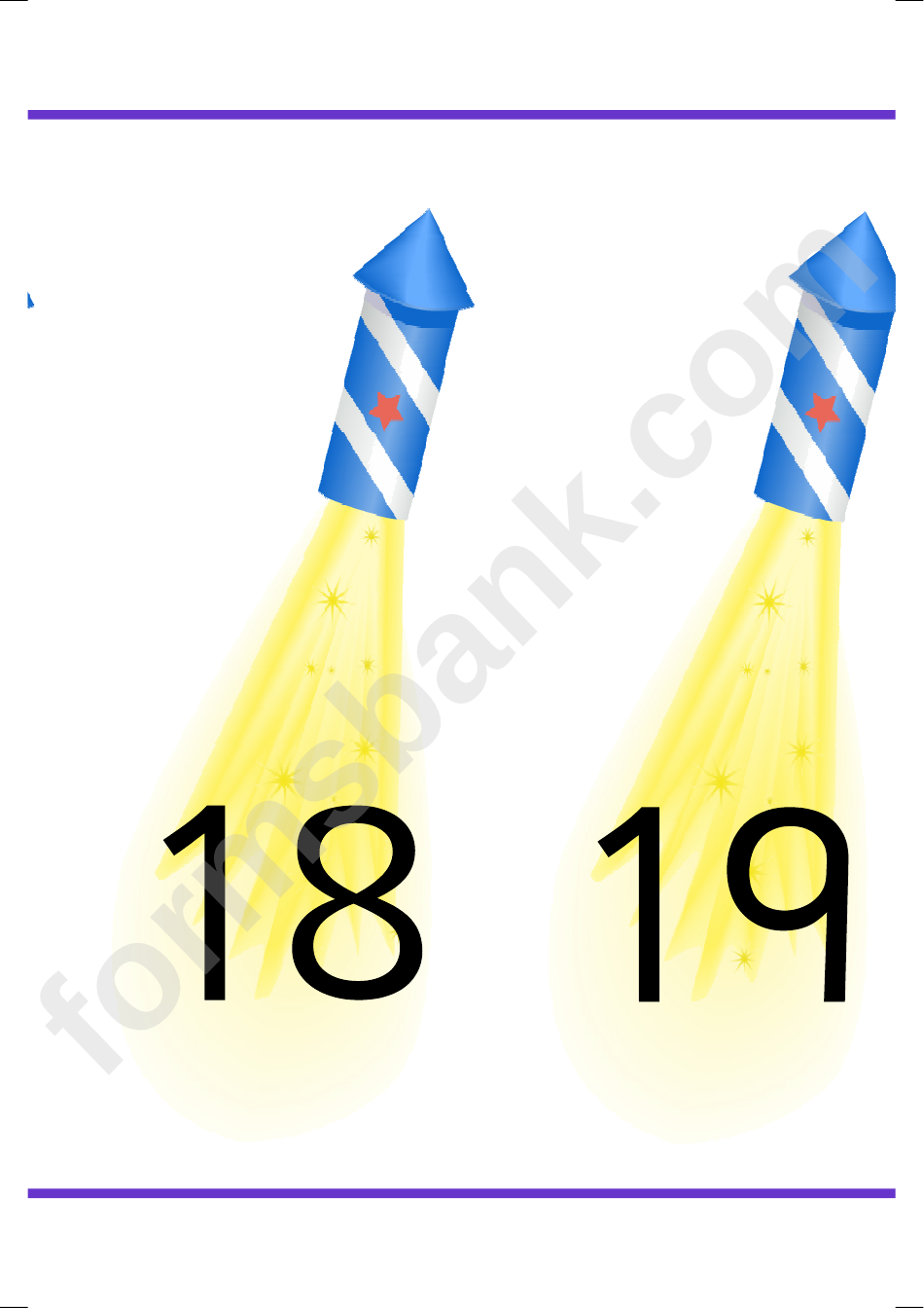 Firework Number Banner Template - 0-20