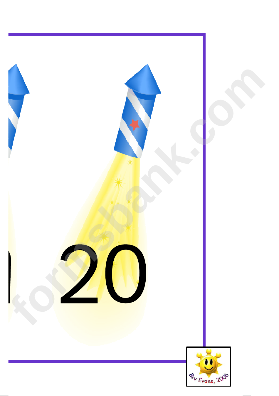 Firework Number Banner Template - 0-20